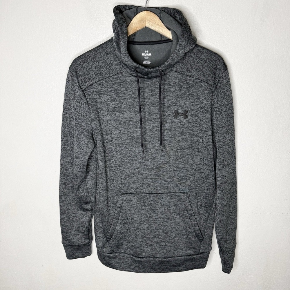 Under Armour Gray Fleece Twist Hoodie Sweatshirt Mens Medium Hooded Pullover